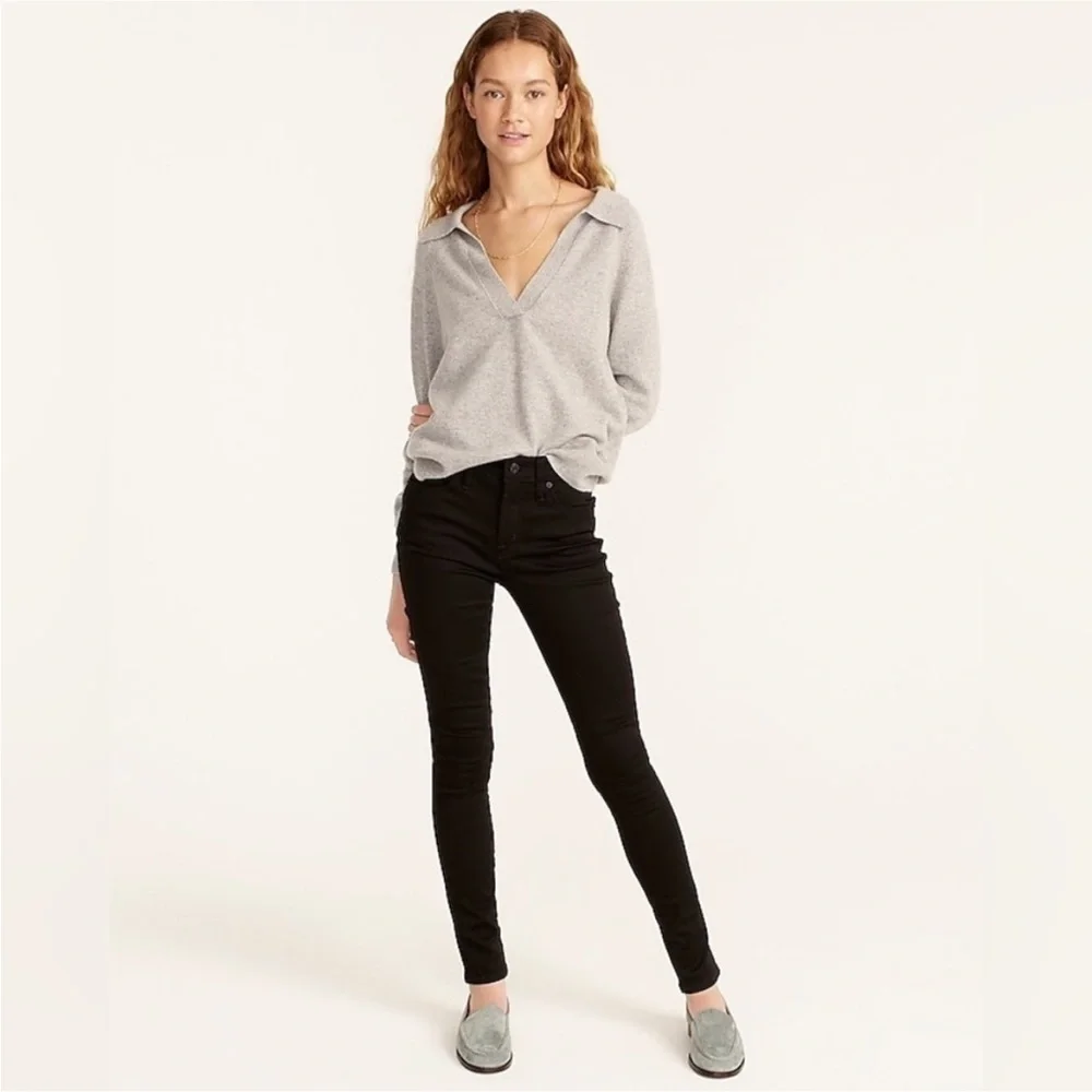 NWT J Crew toothpick‎ black skinny jeans 9” high rise stretch denim size 26